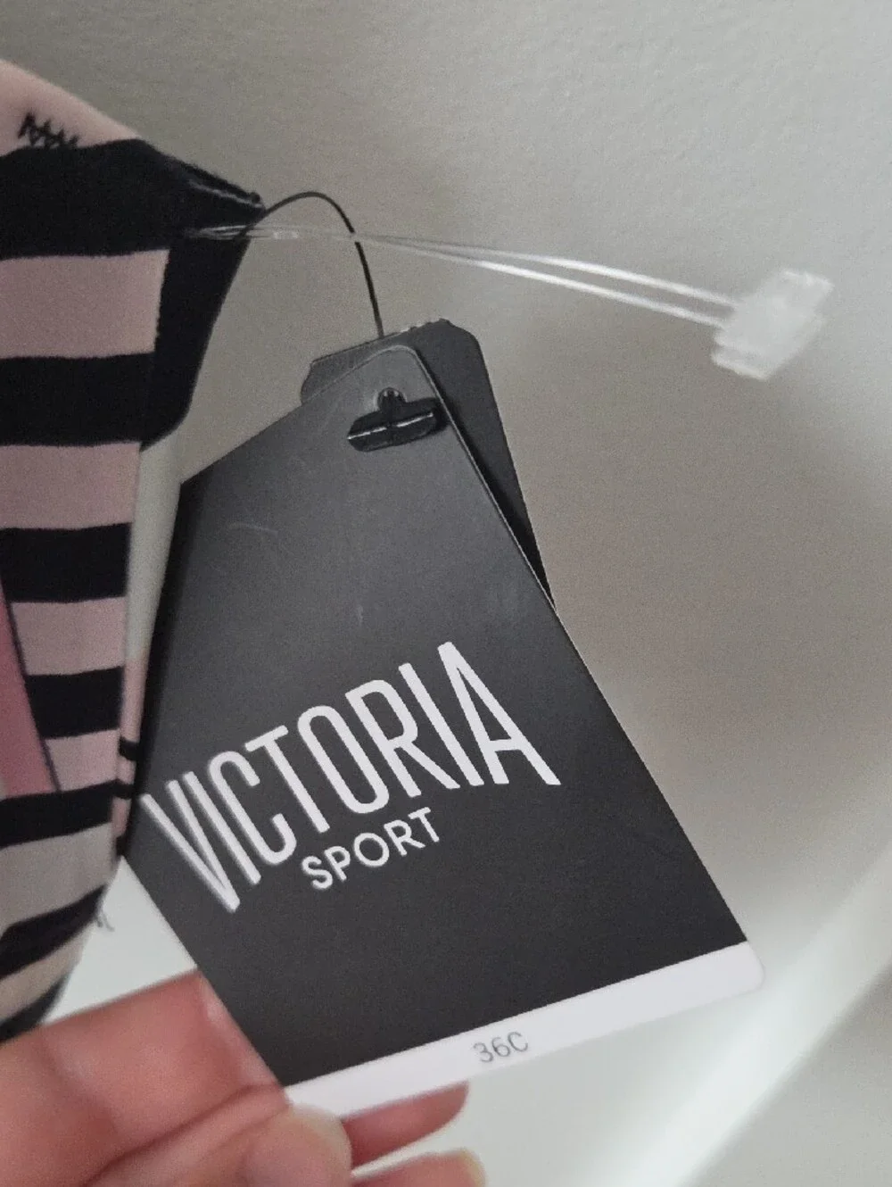 NWT Victoria Secret Pink & Black Striped Front-Zip Sports Bra